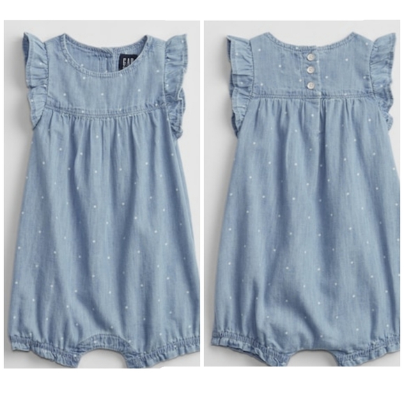 GAP Other - NWT‼️ GAP brand Baby Polk-a-dot Denim Shorty One Piece